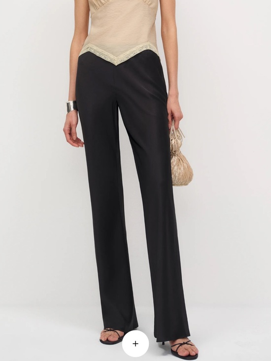 Reformation Pants - Black Wide-Leg Satin Pants Reformation